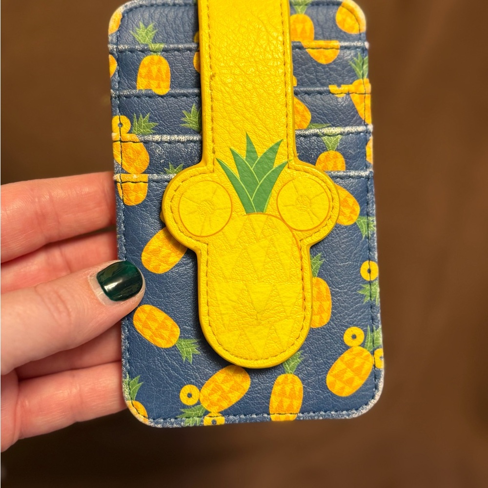 Pineapple Print Card Holder - Blue and Yellow